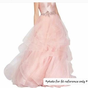 GLAMOUR by TERANI COUTURE Women's Blush Pink Off Shoulder Tulle Rhinestone Prom